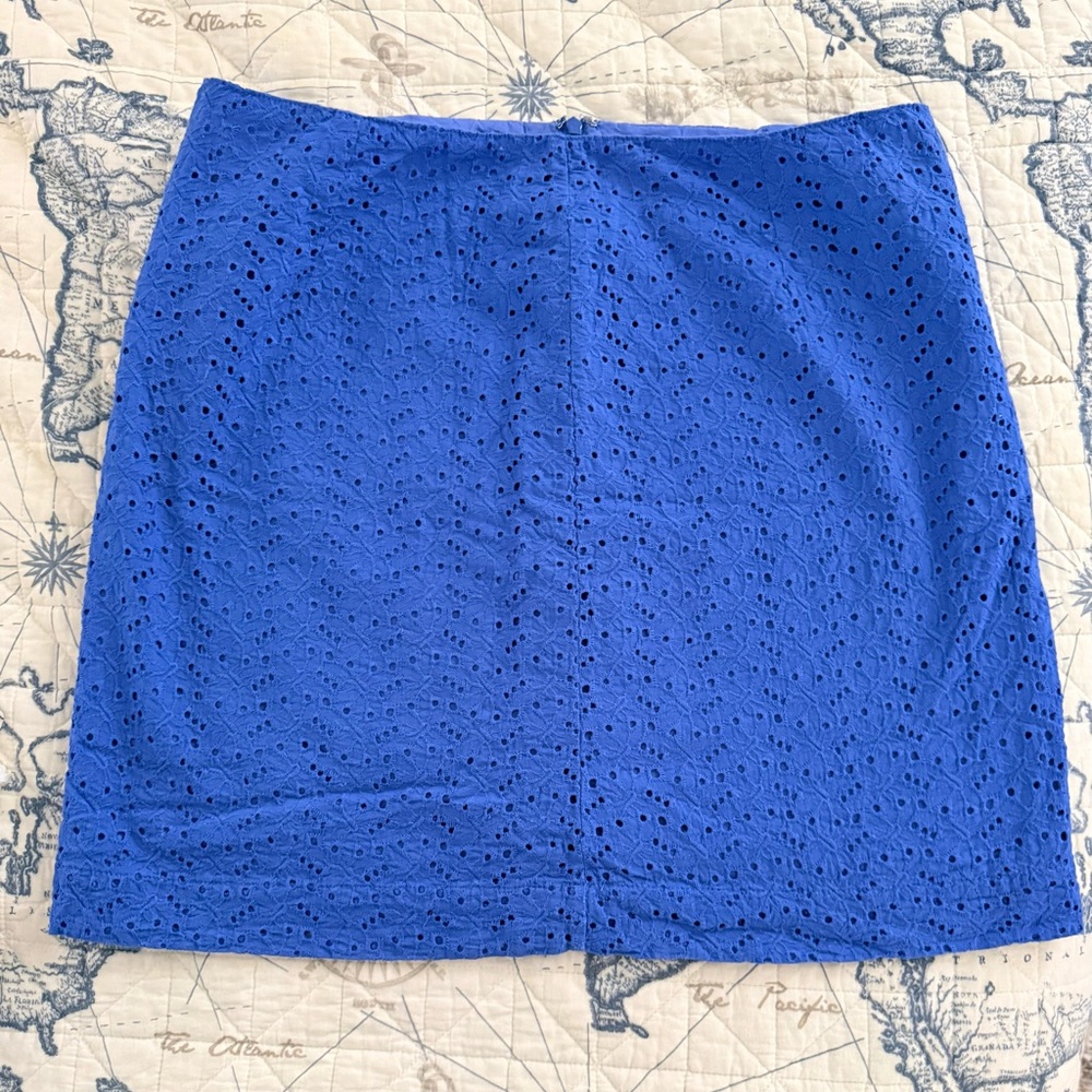 L.L. Bean Royal Blue Eyelet Mini Skirt